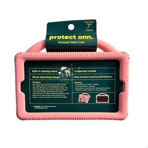 NWT Onn Protect Pink Shock Absorbing Universal 7” Tablet Case Handle & Kickstand